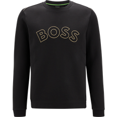 HUGO BOSS Salbo Iconic Sweatshirt with Grid Artwork And Curved Logo - Black