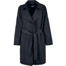 Nylon Manteaux Urban Classics Crinkle Nylon Minimal Trench Coat - Black