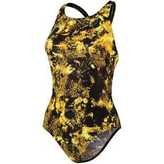 Amarillo Trajes de baño Speedo Allover Powerback Swimsuit - Black/Fluo Yellow/Mango