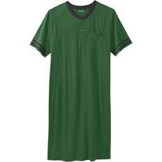 Men - Solid Colors Pajamas KingSize Short Sleeve Henley Nightshirt - Hunter