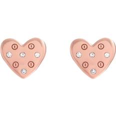 Olivia Burton Classics Screw Heart Studs - Rose Gold/Transparent