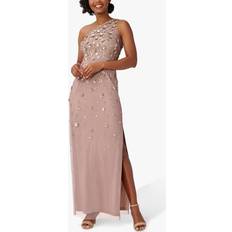 Adrianna Papell Clothing Adrianna Papell One Shoulder Beaded Maxi Dress, Stone