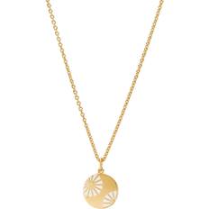 Lund Copenhagen Halskæder Lund Copenhagen Marguerit Necklace with Coin - Gold/White