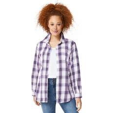 Plaid shirts for women Ellos Plus Women's Plaid Flannel Shirt in Ivory Plaid (Size 5X)