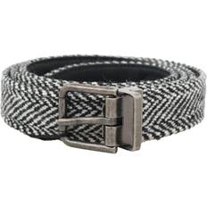 Dolce & Gabbana Hombre Cinturones Dolce & Gabbana Mens Chevron Wool Leather Belt