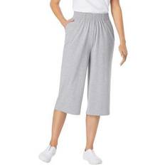 Woman Within Pants Woman Within Plus Women's Elastic-Waist Knit Capri Pant in (Size 4X)