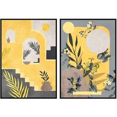 Jaune Décorations Murales Dkd Home Decor Painting 83 x 4.5 x 123 cm Scandinavian Décoration Murale