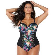 Swimsuits on sale Swimsuits For All Plus Women's Ruched Underwire One Piece Swimsuit in Bold Floral (Size 28)