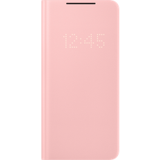 Rouge Étuis portefeuille Samsung Coque Smart LED View S21 Rose