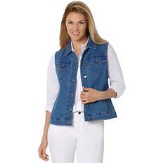 Woman Within Outerwear Woman Within Plus Women's Stretch Denim Vest in Stonewash (Size W)