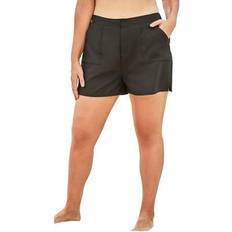 Black - Women Swimming Trunks Plus Women's Cargo Swim Shorts with Side Slits by Swim 365 in (Size 26) Swimsuit Bottoms