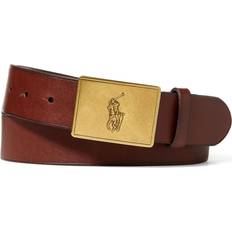 Polo Ralph Lauren Cinture Polo Ralph Lauren Pony Plaque Leather Belt - Brown