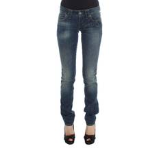 John Galliano Blue Cotton Blend Slim Fit High Waist Jeans - Women