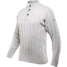 Devold Nansen Wool Button Neck Jumper - Grey Melange