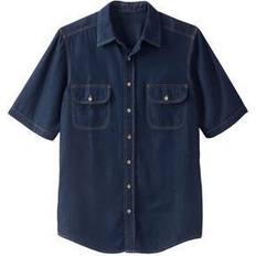 Big and tall denim shirt Boulder Creek Men's Big & Tall Short Sleeve Denim & Twill Shirt by in Indigo Denim (Size 5XL)