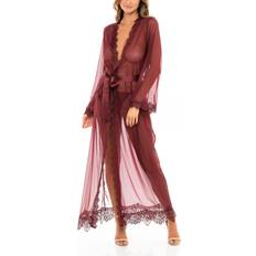 Nylon Robes OH LÀ LÀ CHÉRI Women's Provence Eyelash Lace Floor Length Robe