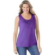 Purple Tank Tops Woman Within Plus Women's Beaded tank top in Radiant (Size 2X)