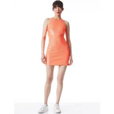 Alice + Olivia Cara Sleeveless Sequin Minidress Bright Coral