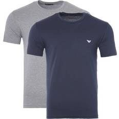 Armani Emporio Herr Pyjamas Topp 2-Pack T-shirt - Blå/Brun Melange
