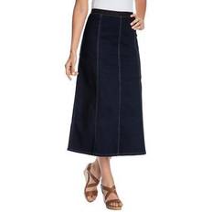 Jessica London Skirts Jessica London Plus Women's Jegging Skirt in Indigo (Size 18) Flared Stretch Denim w/ Vertical Seams