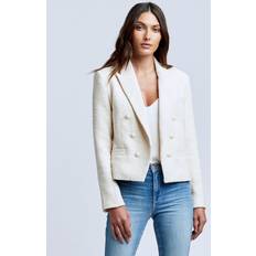 Morado Blazers L'agence Brooke Double Breasted Cropped Tweed Blazer - White