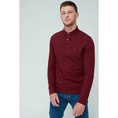 Elastane/Lycra/Spandex Polo Shirts Tommy Hilfiger 1985 Regular Fit Long Sleeve Polo Shirt, Dark Red, 2Xl, Men