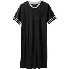 KingSize Short Sleeve Henley Nightshirt - Black