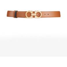 Brown - Women Belts Ferragamo Gancini Slim Reversible Leather Belt