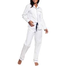 Petite Plume Long Cotton Pajama Set - White