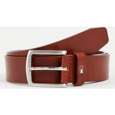 Marrone - Uomo Cinture Tommy Hilfiger Ceinture À boucle en cuir - Navy/Marrone/Oro/Rosso