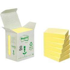 3M Notisblock Post-it 100% Recycled Gul 38x51mm 6block