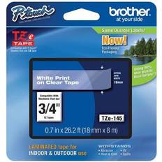 Brother tze tape 18mm Brother 18mm gloss tz white on clear tze145 wc01