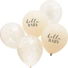 Beige Latex ballonnen Ginger Ray Ballonnen Hello Baby&Wolkjes Confetti (5st)