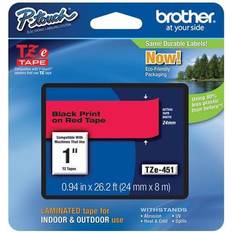 Brother tze tape Brother TZe-451 Black on Red Tape 24 mm (0.94') Black on Red Tape For P-Touch 8 m (26.20 ft.)