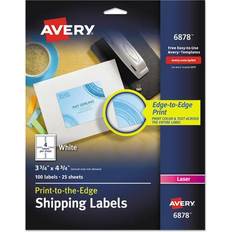 Office Supplies Avery 3 3/4" x 4 3/4" White Print-to-the-Edge Shipping Labels 100/Pack