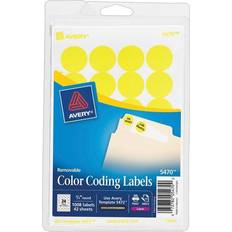 Yellow Label Makers & Labeling Tapes Avery 5470 3/4" Neon Yellow Round Removable Write-On Printable Labels 1008/Pack