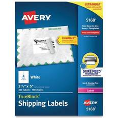 Avery Shipping Labels with TrueBlock Technology, Laser, 3 1/2 x 5, White, 400/Box