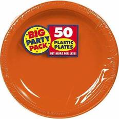 Orange Party Supplies Amscan Big Party Pack 7 Orange Round Plastic Plates 3/Pack 50 Per Pack (630730.05)