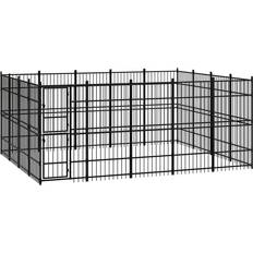 vidaXL Outdoor Dog Kennel Steel 18.43 mÂ²