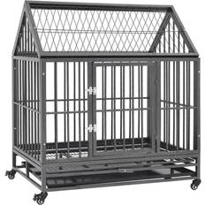 vidaXL Cage Pour Chiens Avec Roues Et Toit Acier 92x62x106 cm