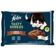 Felix Kæledyr Felix Tasty Shreds med and og kalkun 4x 80g