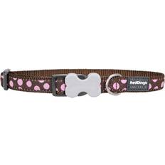 Red Dingo DC-S1-BR-SM Dog Collar Pink Dots on