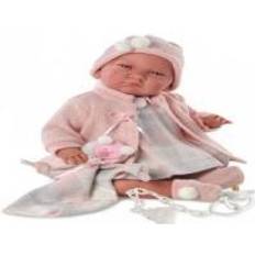 Llorens Poppen en Poppenhuizen Llorens pop Mimi met roze reiswieg 42 cm