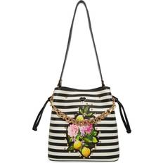 Stripes Bucket Bags Betsey Johnson Fun Bucket Bag - Black/White