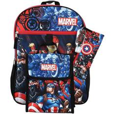 Red - Woman School Bags Marvel Heroes 6 Piece Backpack Set Black/Blue/Red One-Size