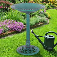 Costway Garden Decorations Costway Outdoor Garden Green Pedestal Bird Bath Feeder