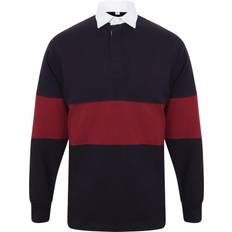The Row Front Adults Unisex Paneled Tag Free Rugby Shirt - Dark Blue/Grey