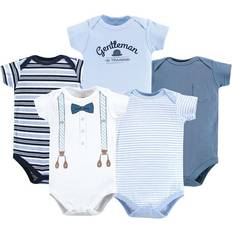 Little Treasures Baby Cotton Bodysuits 5-pack - Blue Suspenders