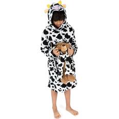 Black Bath Robes Children's Clothing Leveret Kids Cow Hooded Fleece Robe