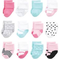 1-3M - Girls Underwear Luvable Friends Newborn & Baby Terry Socks 12- pack - Mint Pink Mary Janes